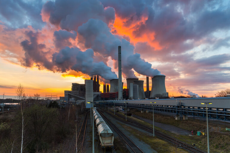 Power station at sunset.