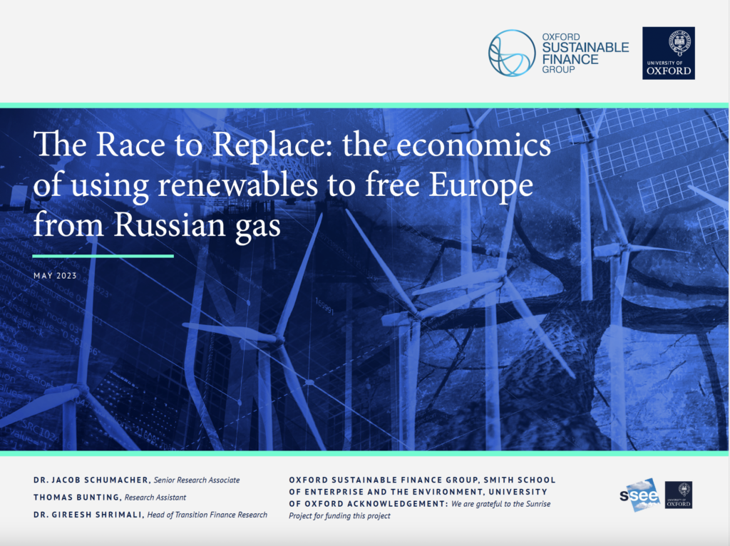 Green energy can replace Russian gas in the EU by 2028 report cover.