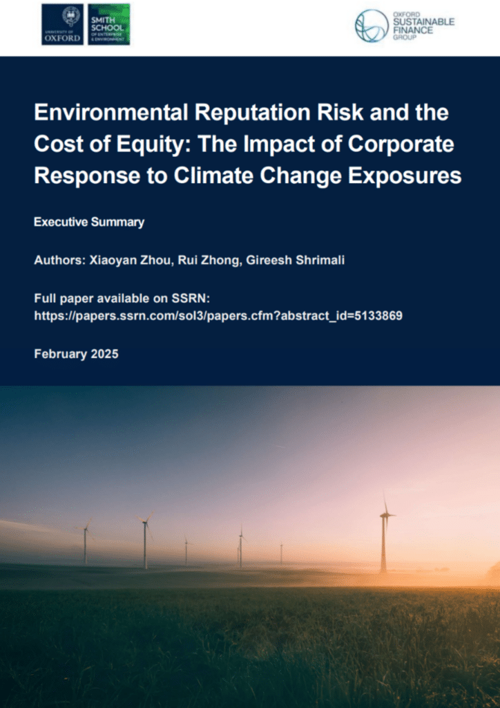 Environmental Reputation Risk and the Cost of Equity: The Impact of Corporate Response to Climate Change Exposures